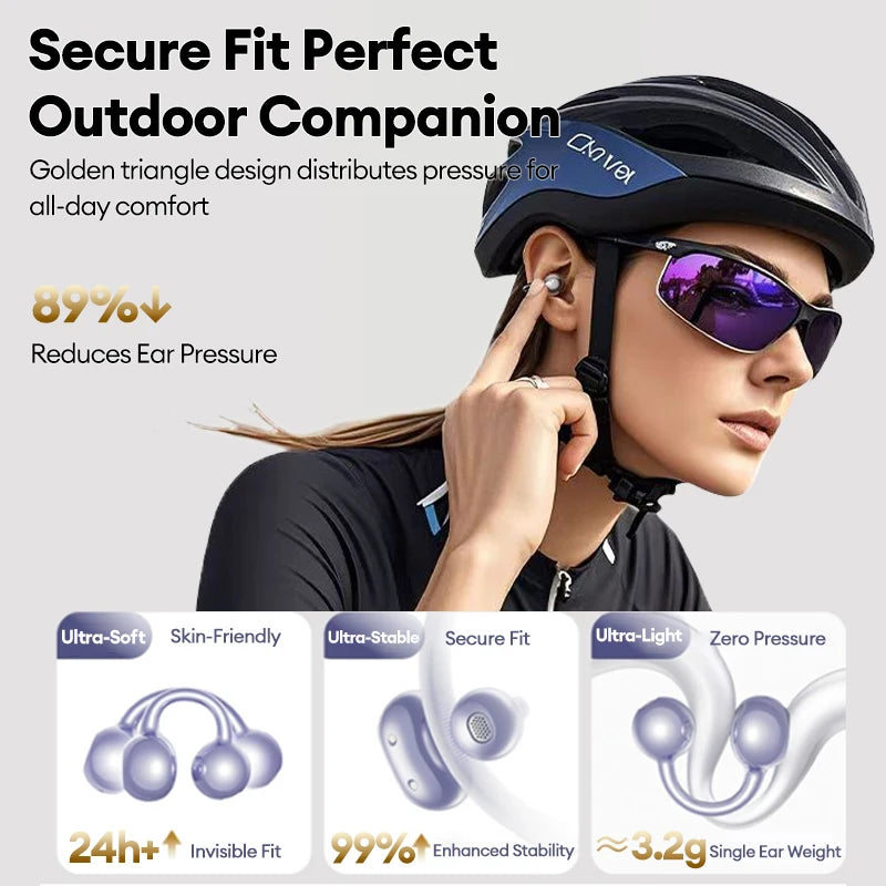Lenovo LK6 Wireless Bluetooth 5.4 Clip-On Earphones with HD Audio & Noise Reduction