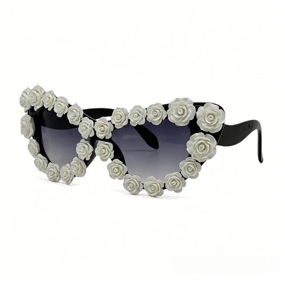 Gothic 3D Rose Cat Eye Sunglasses