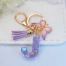 Exquisite Initial Blue Shiny Resin Keychain