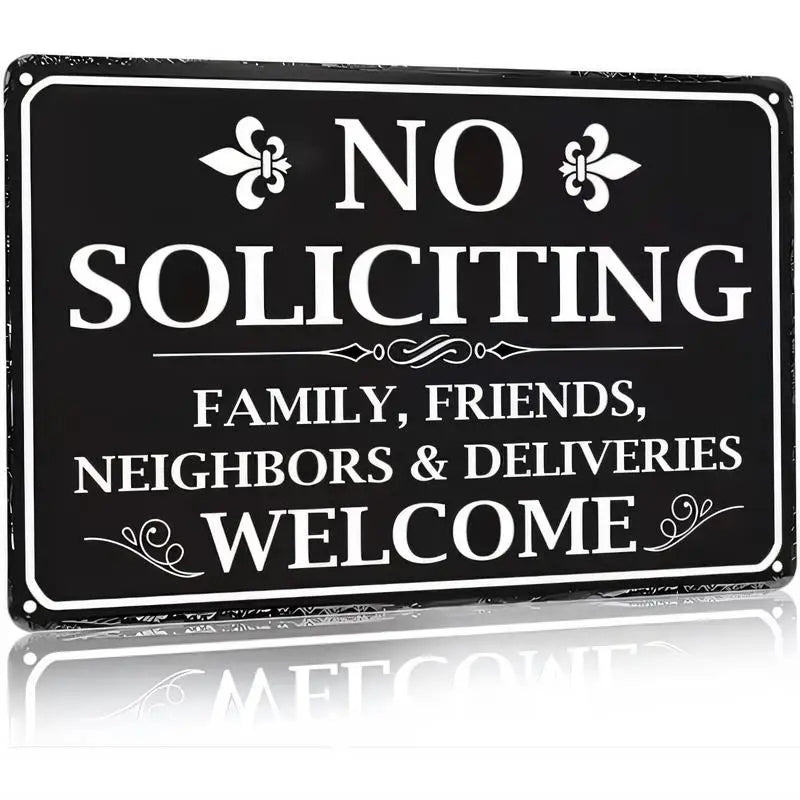 "No Soliciting" Vintage Metal Wall Sign