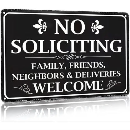 "No Soliciting" Vintage Metal Wall Sign