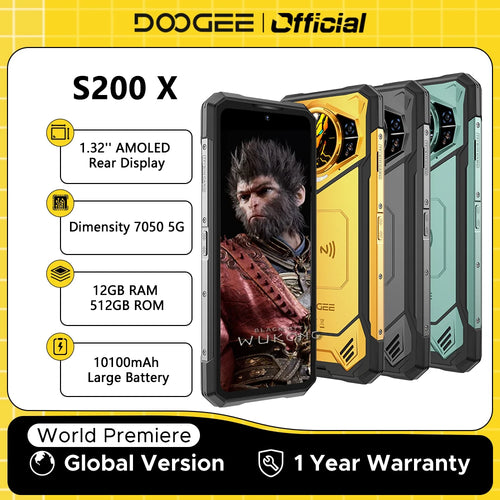 Global Version DOOGEE S200 X 5G Rugged 7050 12GB RAM 512GB ROM AI Triple Camera Cellphone