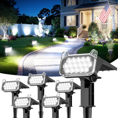 Solar Spot Lights Outdoor Waterproof IP65, 16 LED Super Bright 6500K Landscape Spotlights