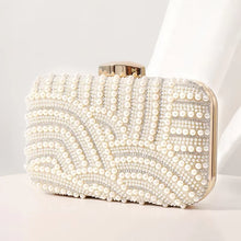 Elegant Fashionable Beaded Clutch Bag with Long Chain