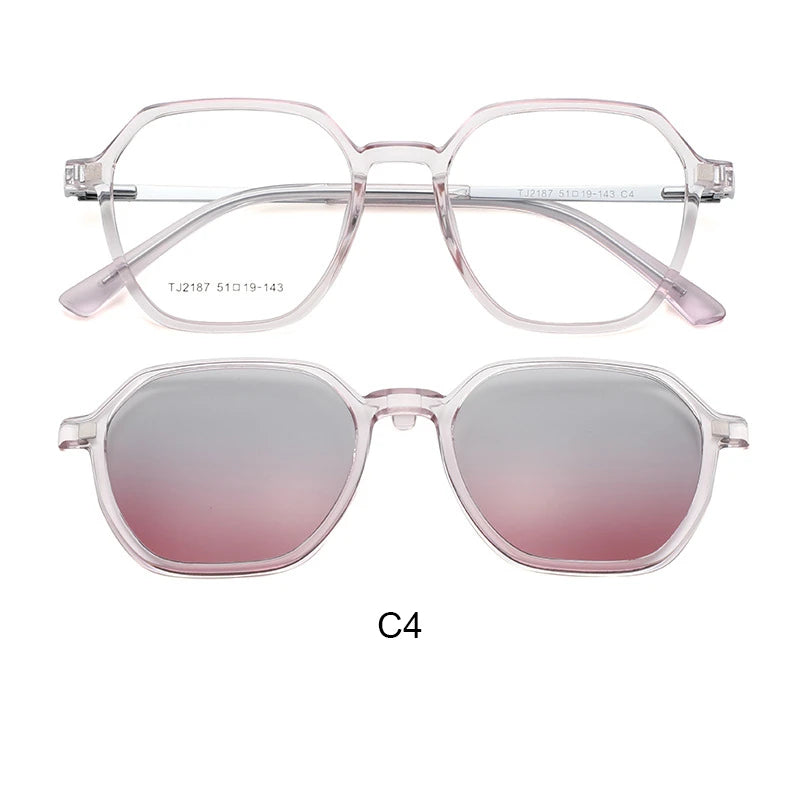 Magnetic Clip-On Polarized Sunglasses & Optical Eyeglass Frame Set