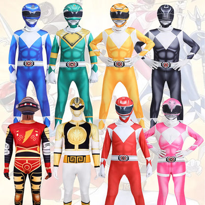 Unisex Power Rangers Superhero Cosplay Costume – Full Body Zentai Jumpsuit & Mask Set