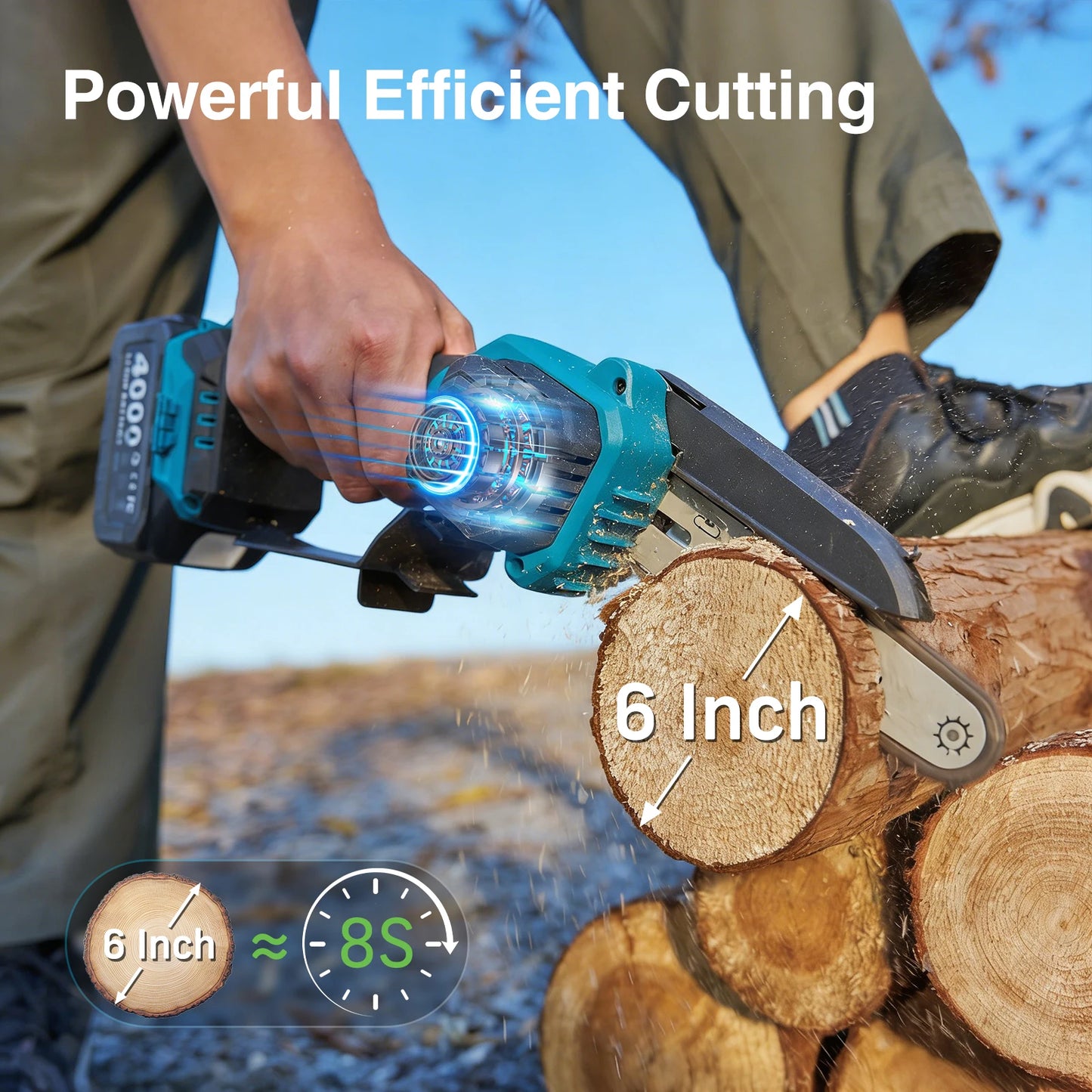 TaskStar 3-in-1 Telescoping Pole Pruner Electric Chainsaw w/2 4.0Ah Rechargeable Batteries