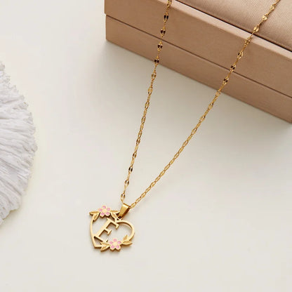Stainless Steel Love Heart A-Z Letter Necklace
