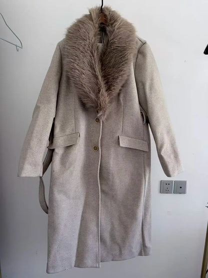 Women's Elegant Long Wool Blend Coat