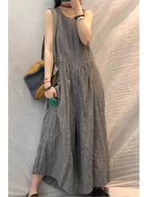 Oversized Plaid Sleeveless Wide Leg Jumpsuit