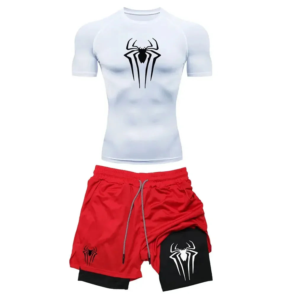 Compression Spider Printed Quick Dry Sportwear Set