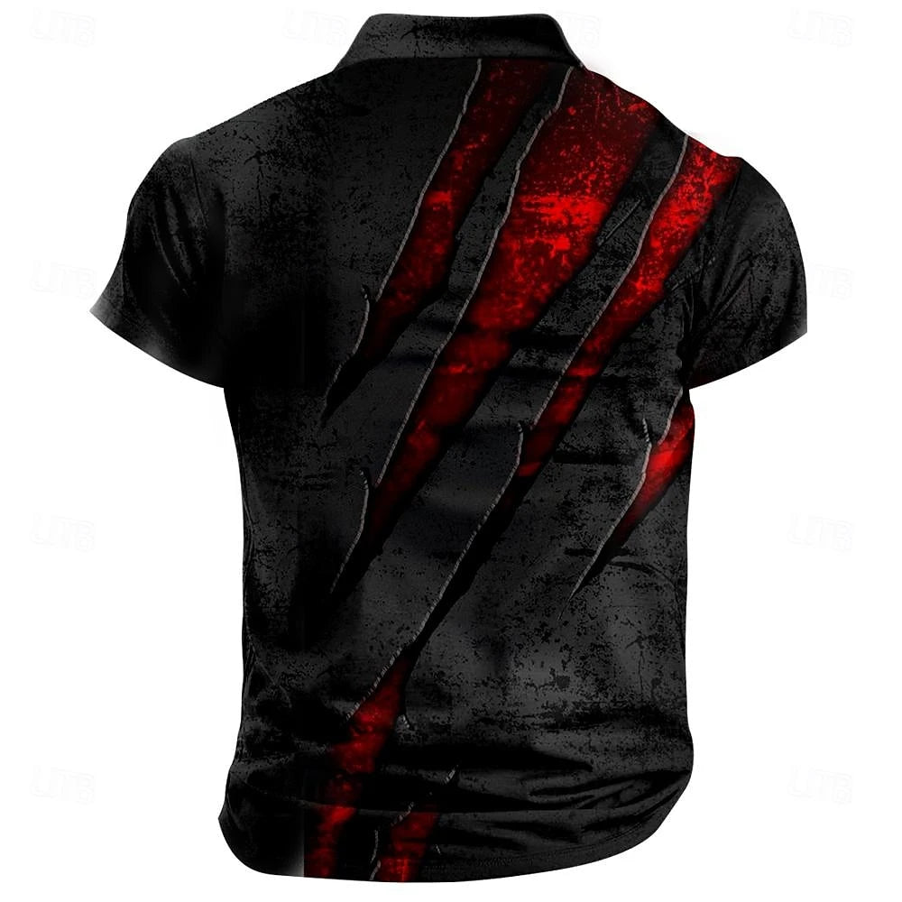 Men's Vintage Graphic Print Short-Sleeve Polo Shirt