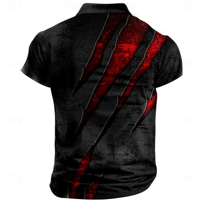 Men's Vintage Graphic Print Short-Sleeve Polo Shirt