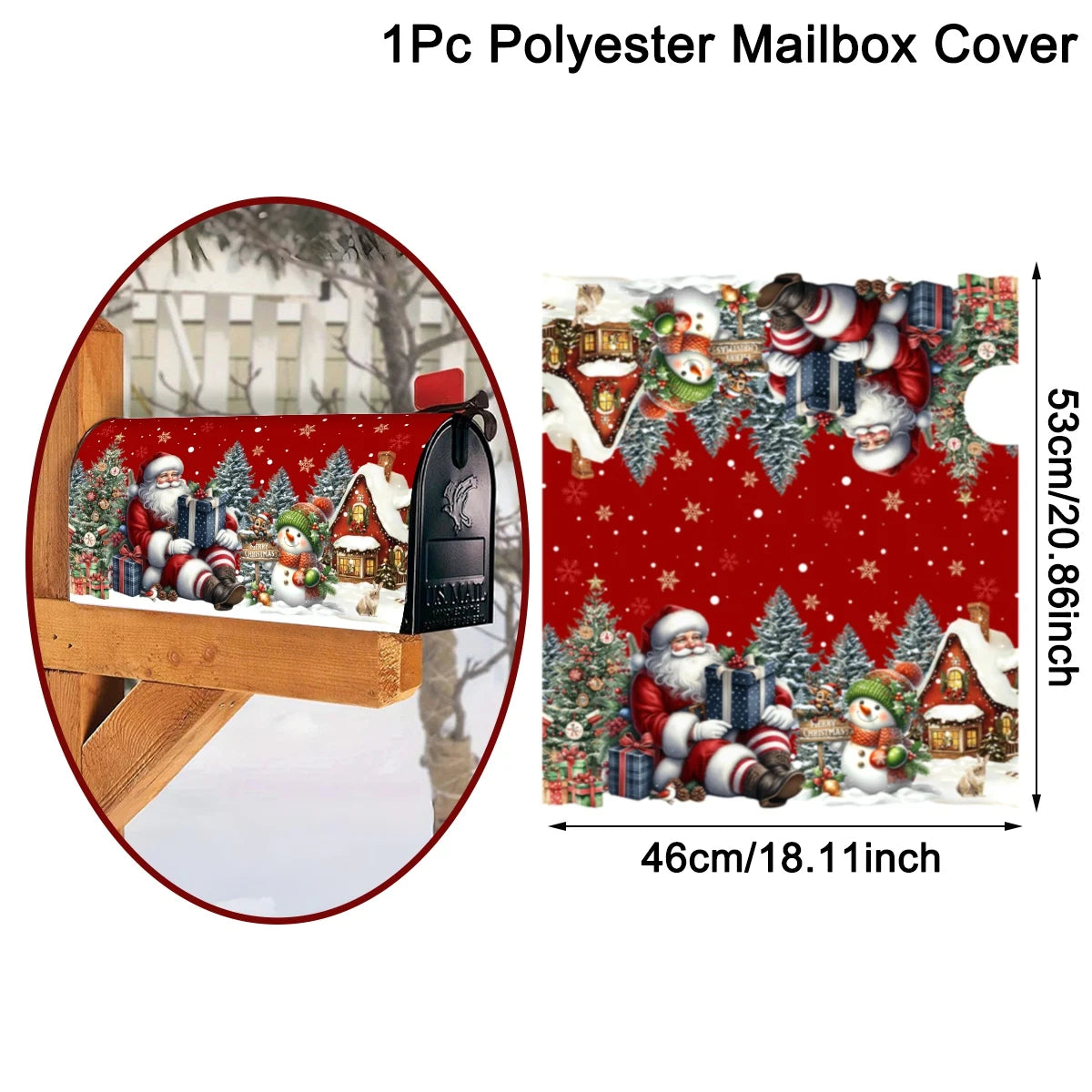 Christmas Mailbox Cover Santa Claus Snowman Letter Post Box Wraps