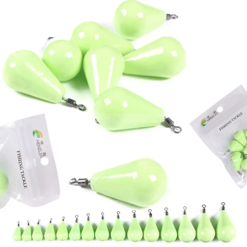 Luminous Olive-Shaped Water Drop Fishing Sinkers (12g-150g)
