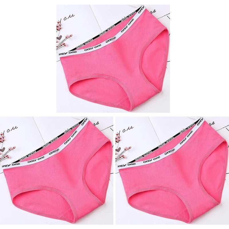3-Pack Women's Pure Cotton Mid-Waist Briefs