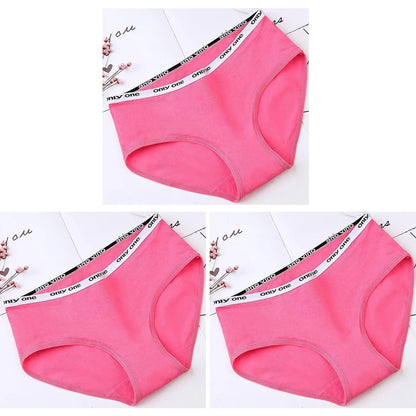 3-Pack Women's Pure Cotton Mid-Waist Briefs