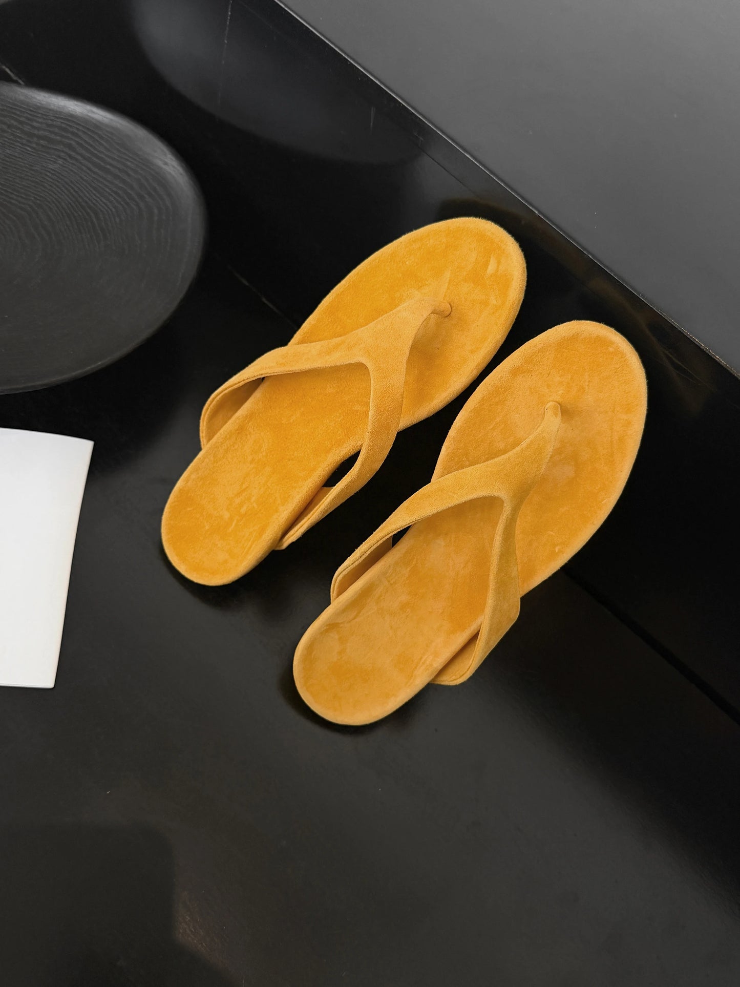 Women's Genuine Sheepskin Suede T-Strap Flat Flip Flop Sandals