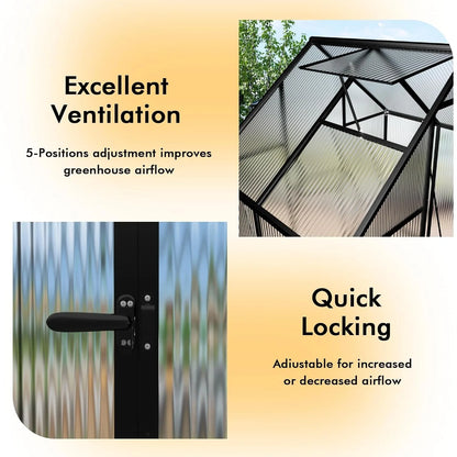 Outdoor Walk-In Polycarbonate Greenhouse with Thermometer