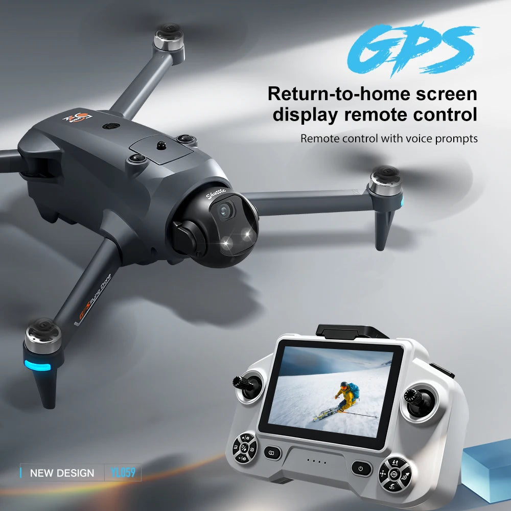 ZNLYRION Foldable GPS RC Drone with Screen Remote & 720P HD Camera