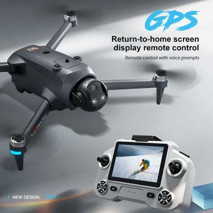 ZNLYRION Foldable GPS RC Drone with Screen Remote & 720P HD Camera