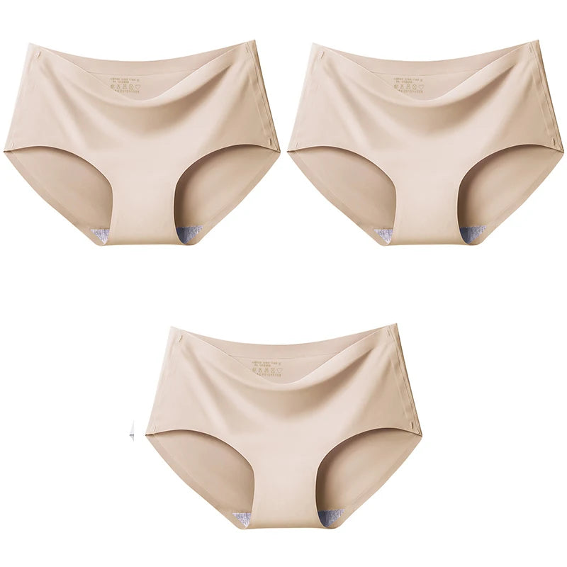 Women's Ice Silk Seamless Panties (3-Pack) – Mid-Waist Invisible Briefs