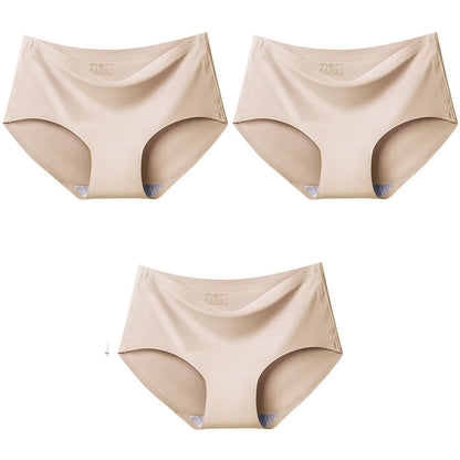 Women's Ice Silk Seamless Panties (3-Pack) – Mid-Waist Invisible Briefs