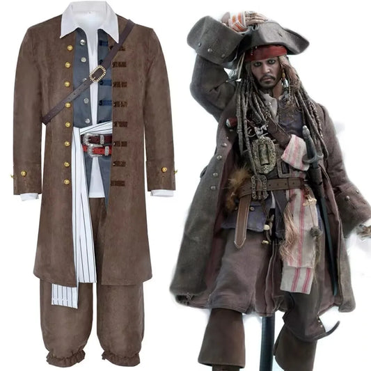 Men's Pirates of the Caribbean Captain Jack Sparrow Cosplay Costume