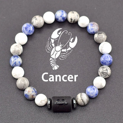 12 Zodiac Sign Natural Bead Bracelet for Men & Women