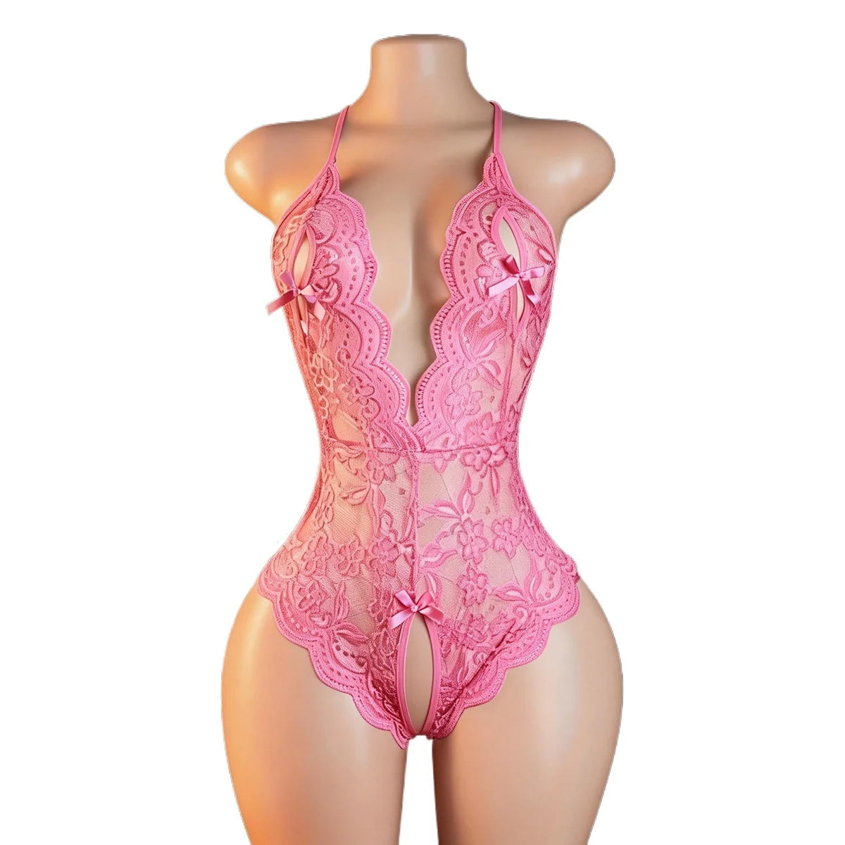 Women's Transparent Lace Open Crotch Lingerie Bodysuit