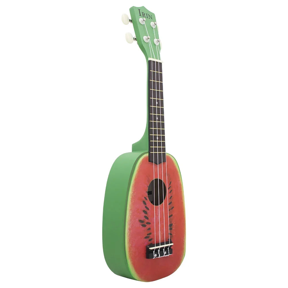 IRIN 21-Inch Hawaiian Fruit Print Soprano Ukulele Starter Kit – 4-String Basswood Mini Guitar with Accessories