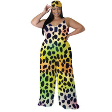 Colorful Leopard Print Jumpsuit with Headscarf