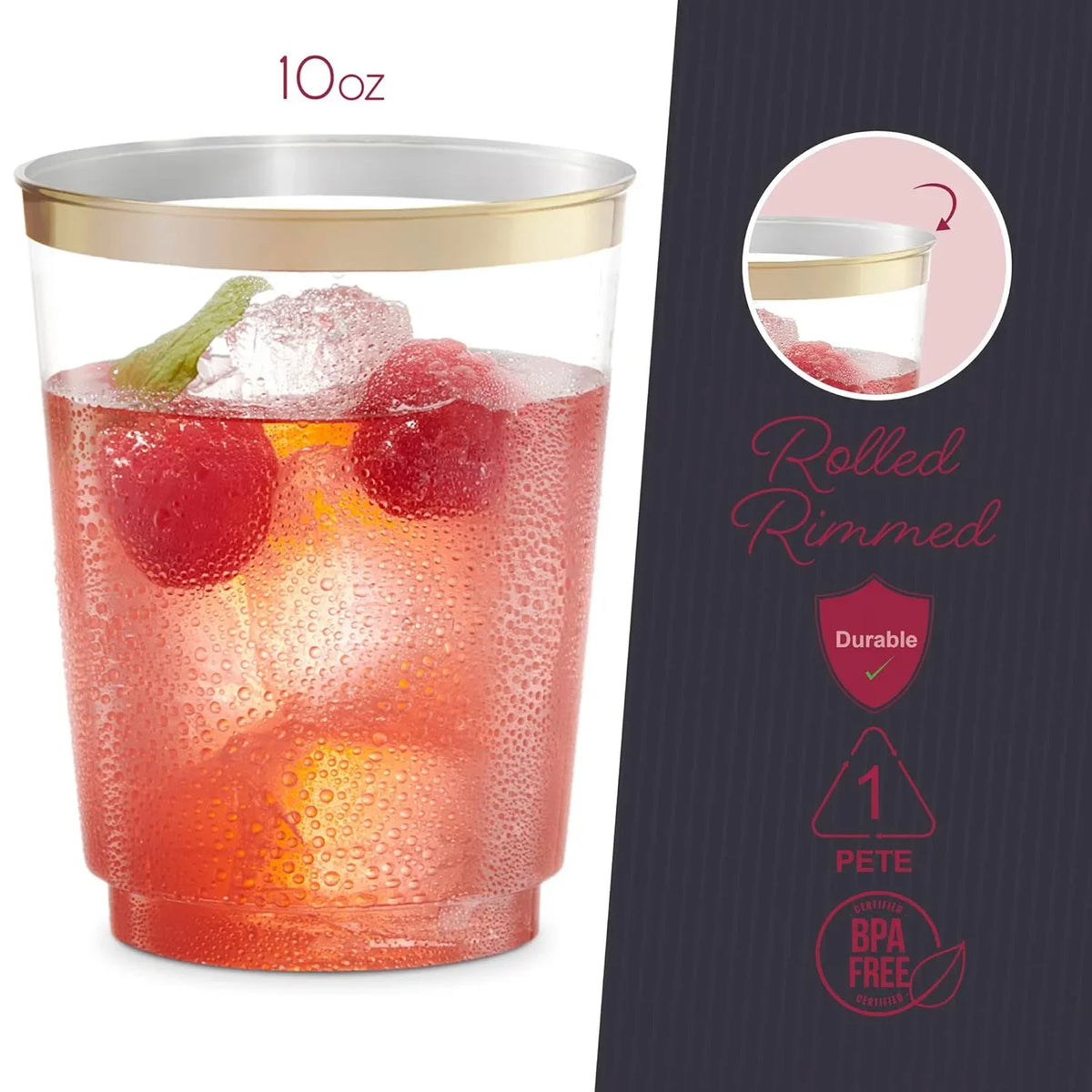 50-Pack 10oz Disposable Plastic Party Tumblers - Clear Aviation Cups