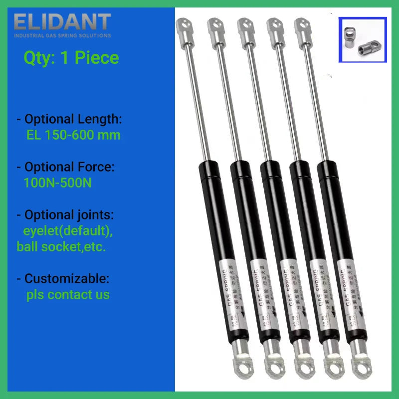 1PC 100-500N 150-600mm Universal Gas Strut Gas Spring Lift Support with Steel Eye Ends
