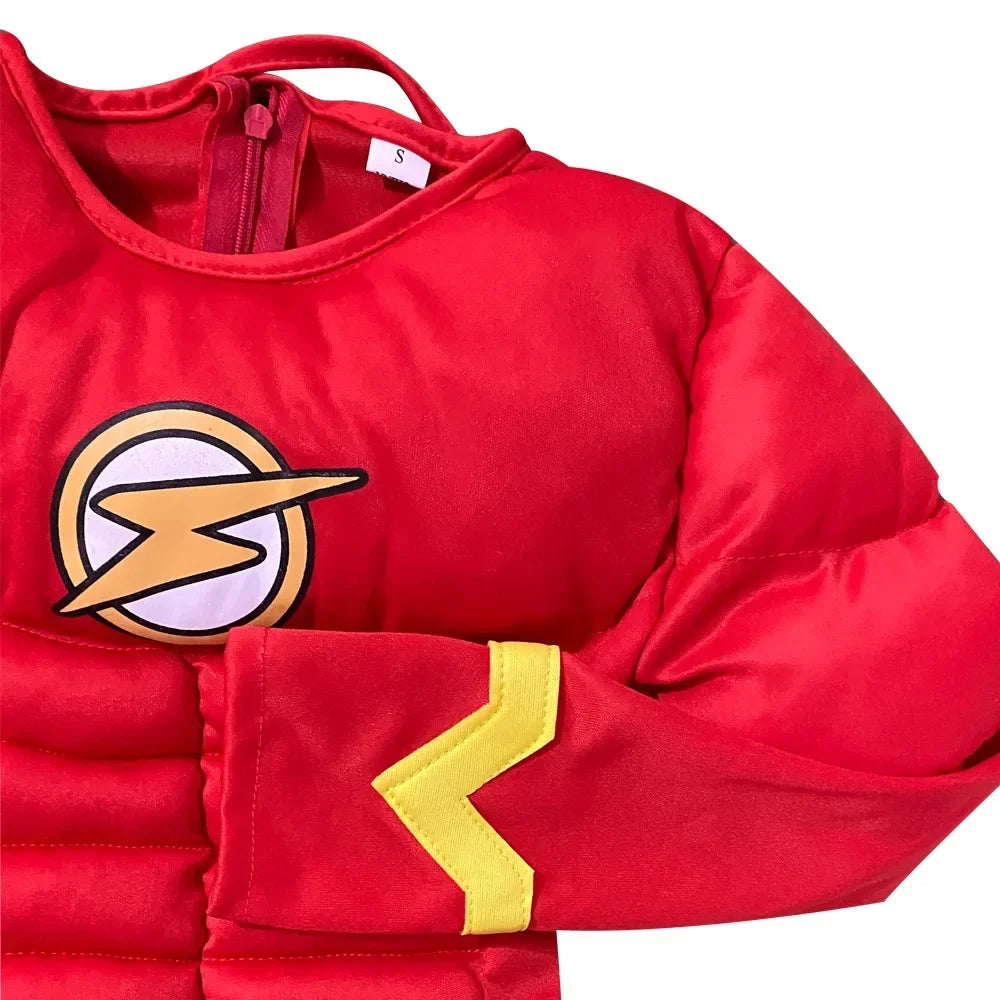 Kids' & Adults' The Flash Superhero Cosplay Costume – Muscle Chest Jumpsuit & Mask Set