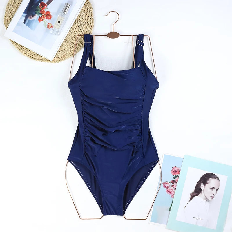 One-Piece Solid Color Swimsuit