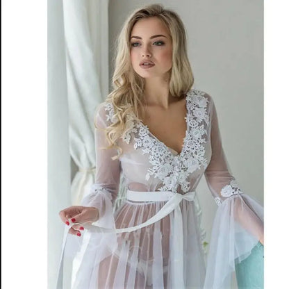 Women's V-Neck Sheer Mesh Beach Cover-Up Maxi Dress