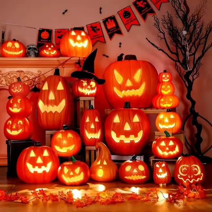 LED Illuminated Halloween Jack-o'-Lantern Pumpkin Light Decoration
