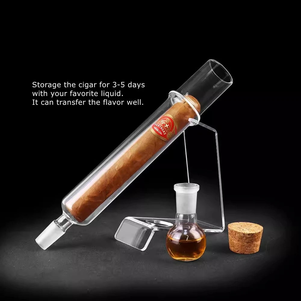 Borosilicate Glass Cigar Aromatherapy Humidors Tube Kit with 265mm Length Aroma Infusion