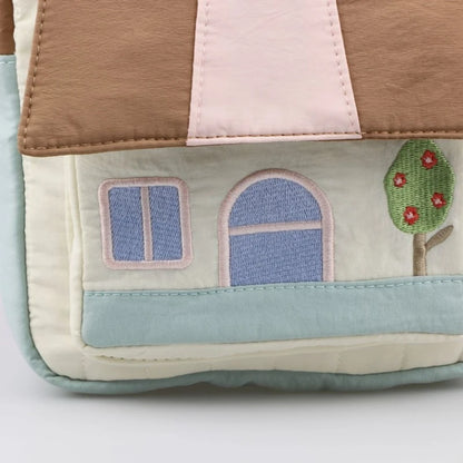 Cute Cartoon Tree House Embroidered Backpack
