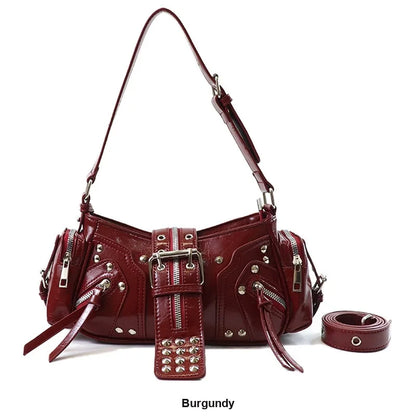 Women’s Vintage Punk Studded Shoulder Bag – Y2K Leather Underarm Crossbody Purse