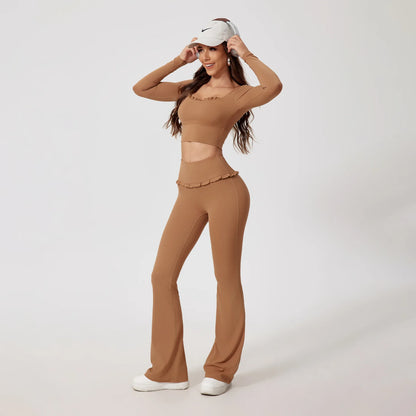 2Pcs Quick-Dry Long-Sleeved Shirt & Leggings Set