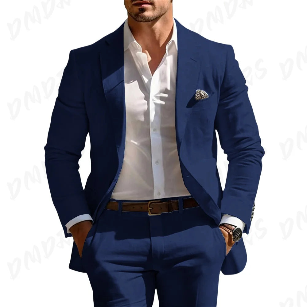 Men’s Formal Slim-Fit Suit Set – Premium Single-Breasted Wedding & Business Tuxedo