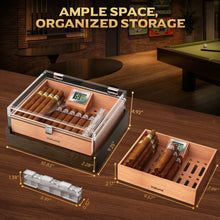 Desktop Humidor Box with Cigar Accessory Drawer Humidifier & Digital Hygrometer