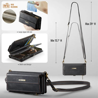 RFID Blocking Slim Leather Flip Wallet Case for iPhone