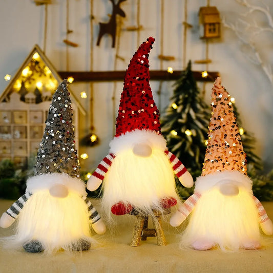 Christmas LED Light-Up Plush Gnome Ornament