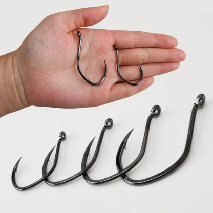 OBSESSION 10pcs High Carbon Steel Barbed Catfish Hooks 2/0-8/0