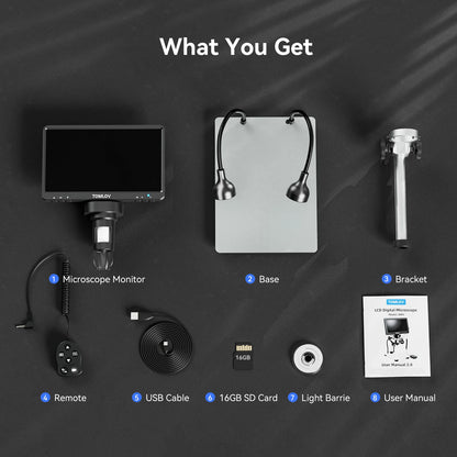 TOMLOV DM9 7" LCD Digital Microscope – 1200X 1080P Coin & Soldering Magnifier