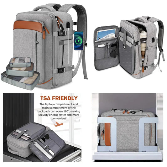 Flight Approved Travel Backpack with 3 Packing Cubes Expandable