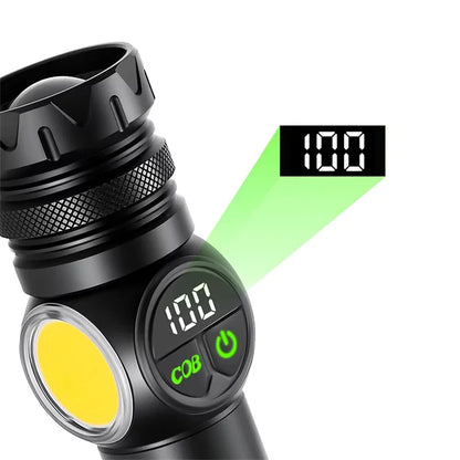 Ultra-Bright White Laser LED Tactical Flashlight with COB Side Light
